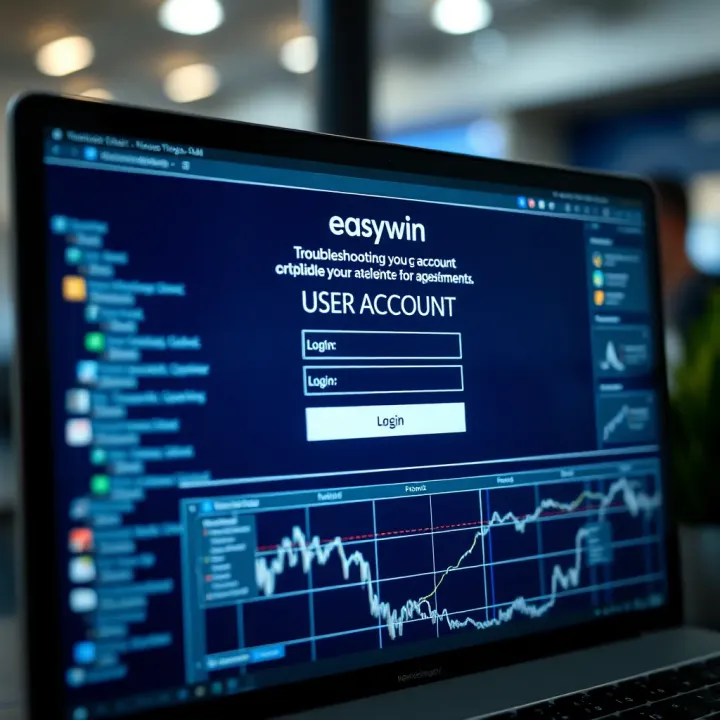 Illustration of a secure login screen for EasyWin Bet app with password entry and authentication icons