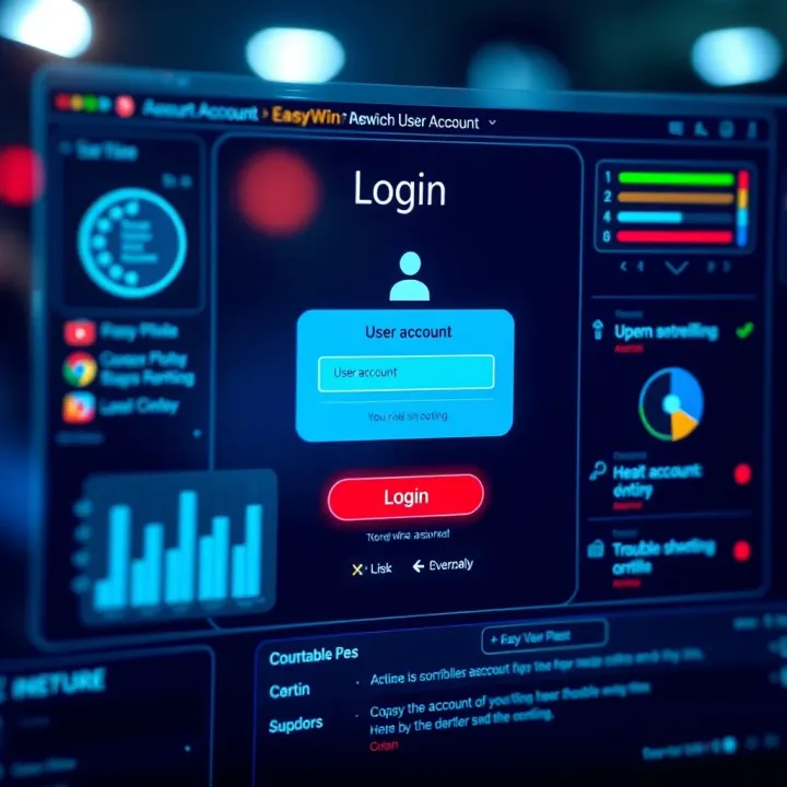 Mobile phone showing secure login features on Easywin platform with verification icons